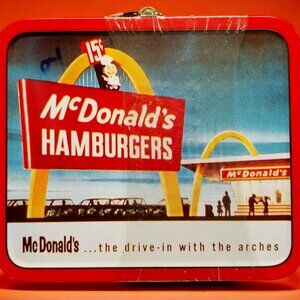 Sealed McDonald's Hamburgers Mini Lunch Box 1998 Collectible Golden Arches Tin